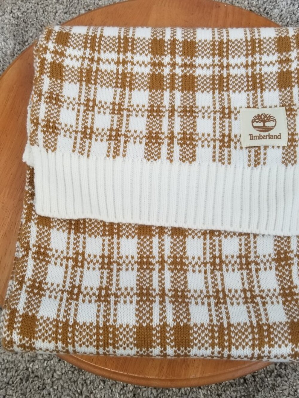 Timberland Scarf Camel And Ivory Plaid 10 X 68